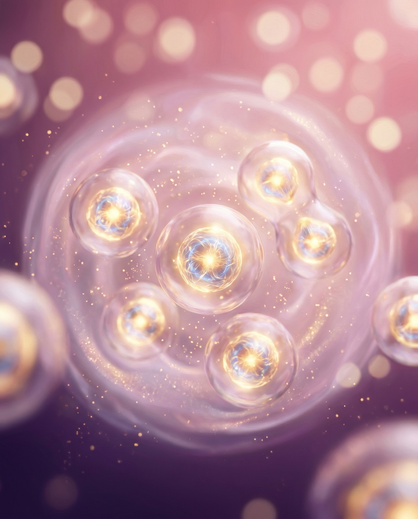 Glowing cells representing cellular regeneration