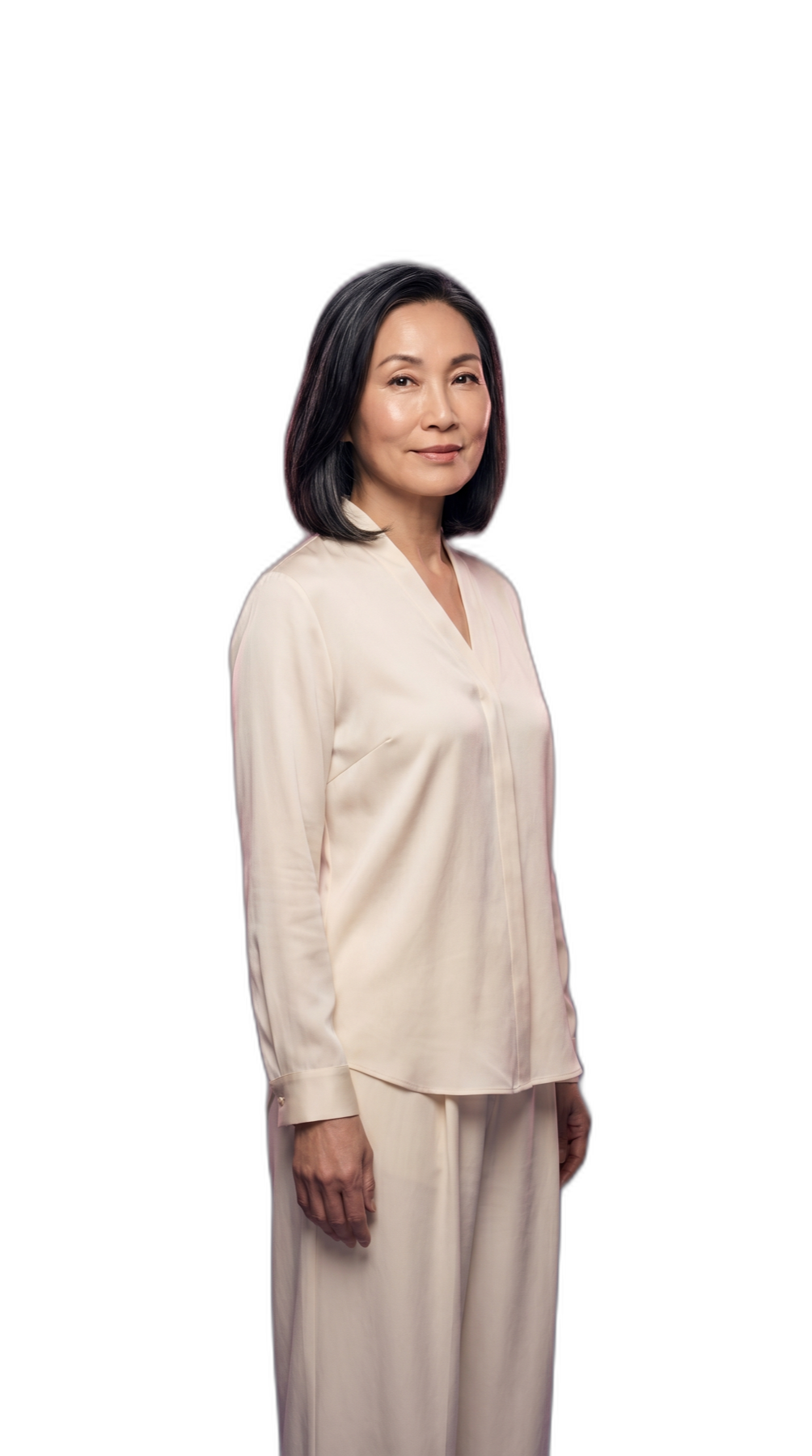 Full-body portrait of a vital, radiant woman embodying renewal through stem cell therapy
